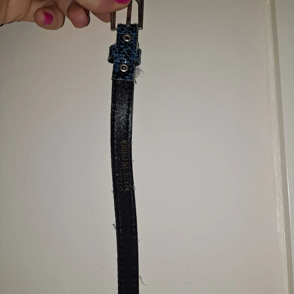 Black blue skinny belt snakeskin animal print party travel casual business cute